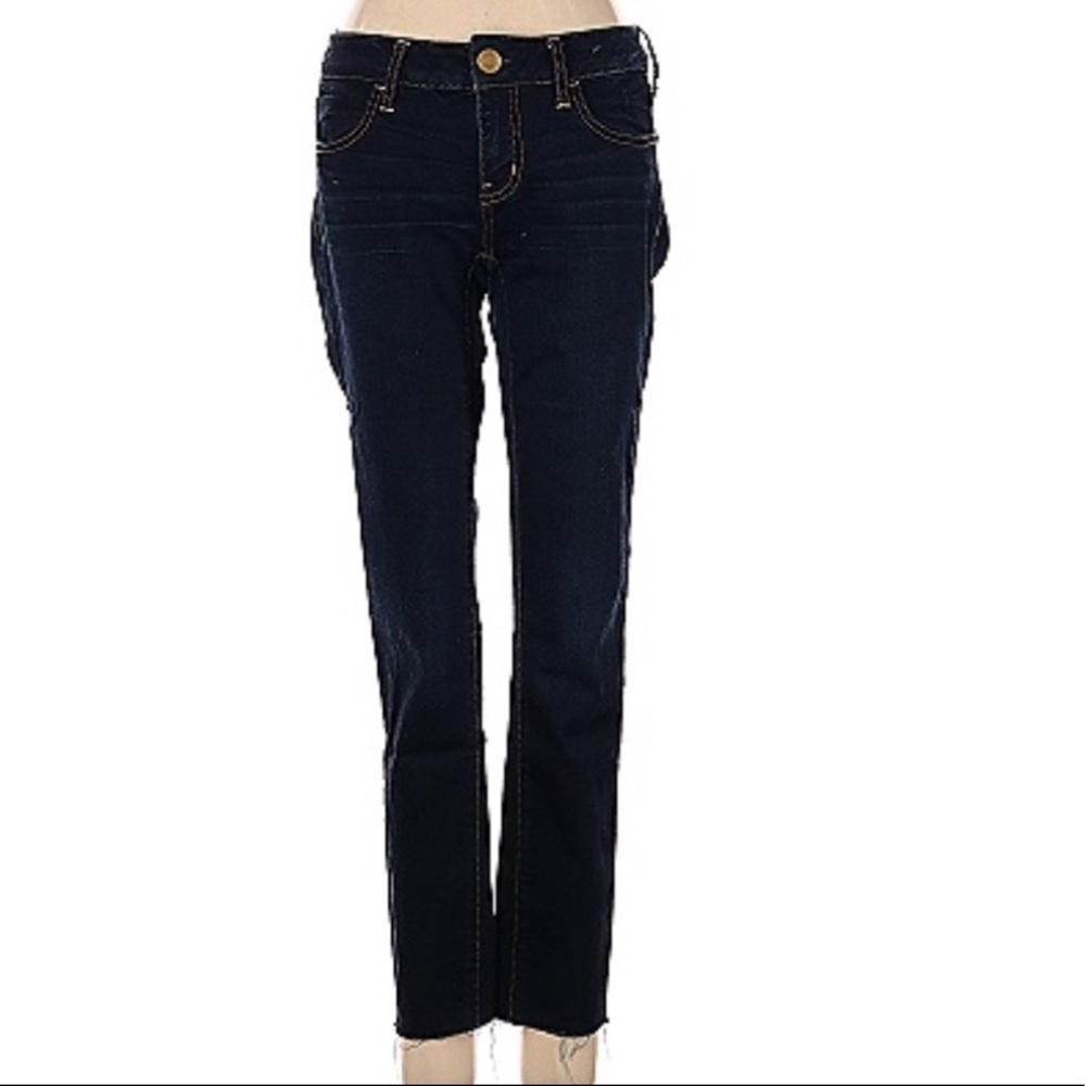ae jeans 2 for $20 mid rise straight leg cut off jeans